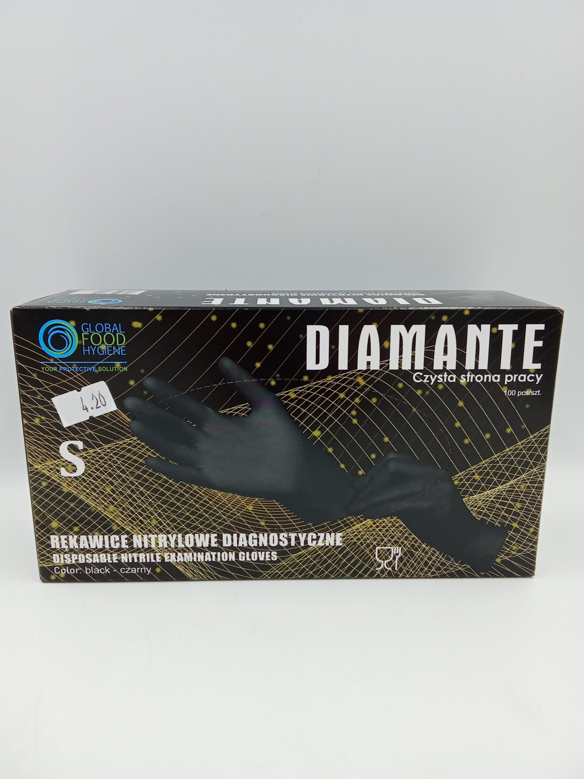 Vienkartinės nitrilinės pirštinės DIAMANTE juodos spalvos S dydis, 100vnt. - Image 2