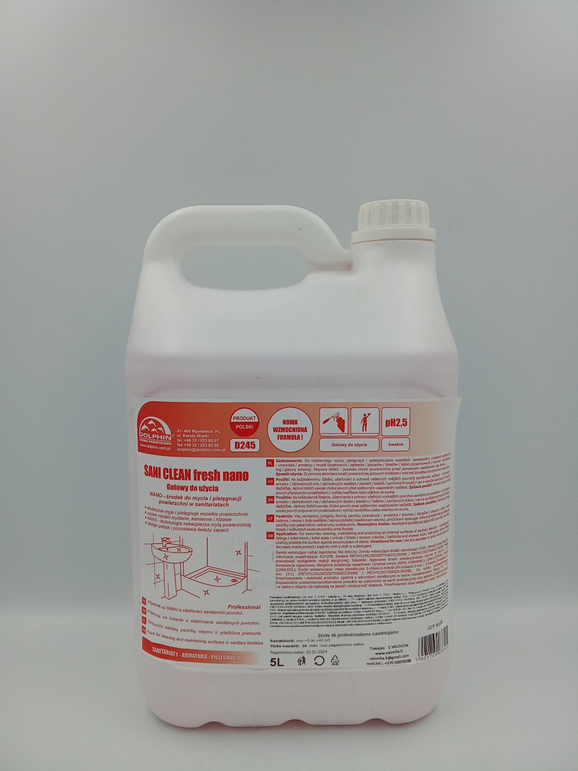 Limescale remover DOLPHIN SANI CLEAN FRESH NANO 5L-D245 - Image 2