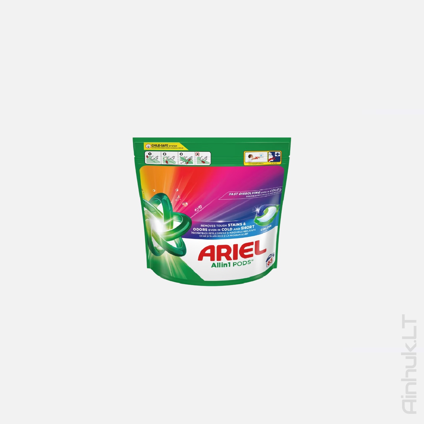 Skalbimo kapsulės Ariel, ALL-IN-1 COLOR 65 vnt.