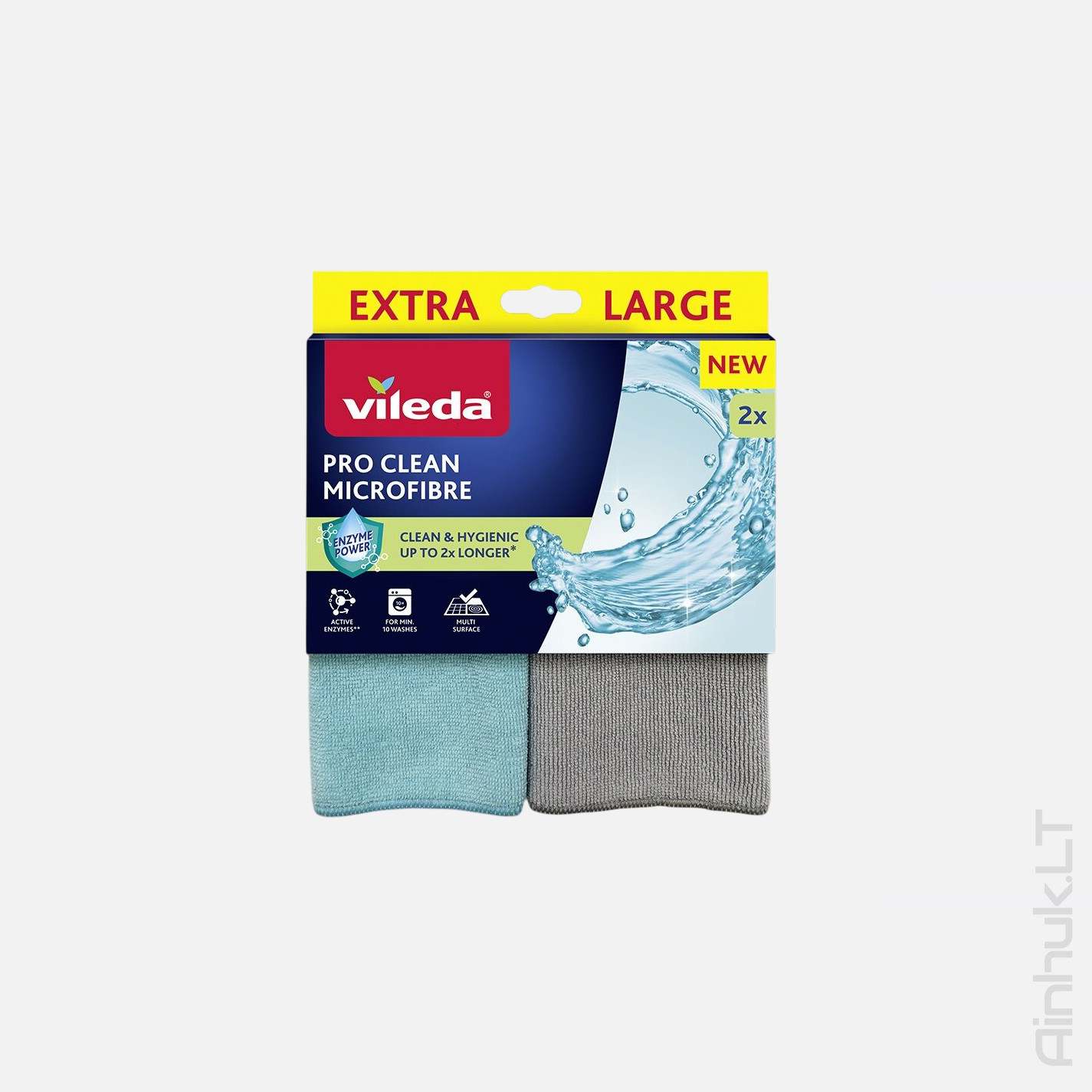Vileda mikropluošto šluostės PRO CLEAN MICROFIBRE su enzimais, 2 vnt